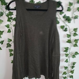 AEO Bell Sleeve Open Shoulder Sweater Olive